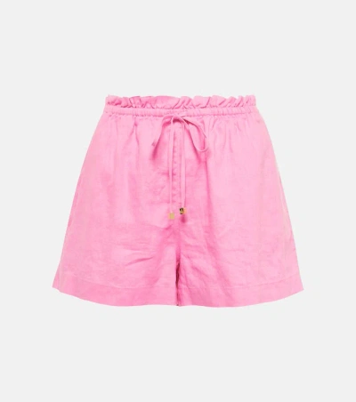 Heidi Klein Marina Cay Linen Shorts In Pink