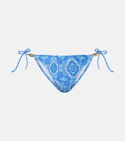 Heidi Klein Mykonos Printed Bikini Bottoms In Blue