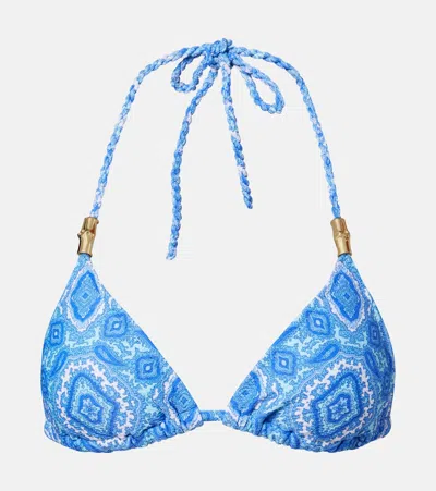 Heidi Klein Mykonos Printed Bikini Top In Blue