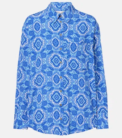 Heidi Klein Mykonos Printed Silk Shirt In Blue