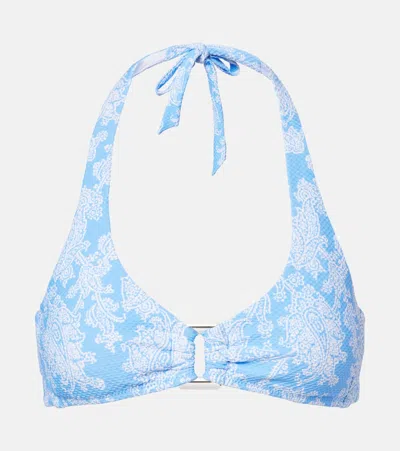 Heidi Klein Paisley Halterneck Bikini Top In Blue