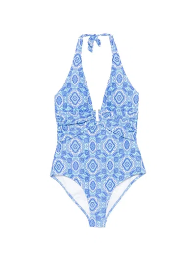 Heidi Klein Paisley-print Halterneck Swimsuit In Blue