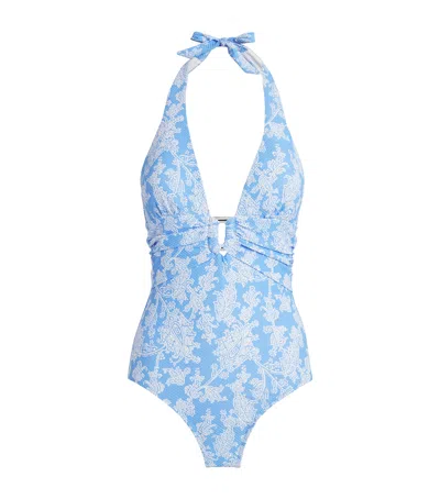 Heidi Klein Playa Paraiso Halterneck Swimsuit In Blue
