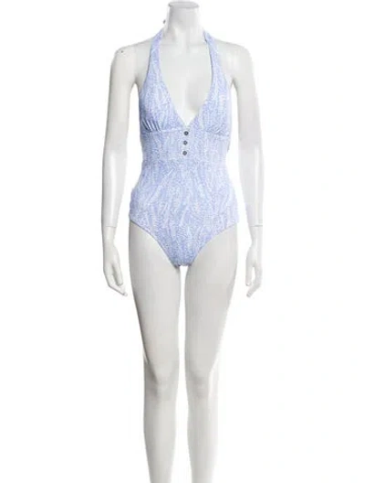 Pre-owned Heidi Klein Printed One-piece In Blue
