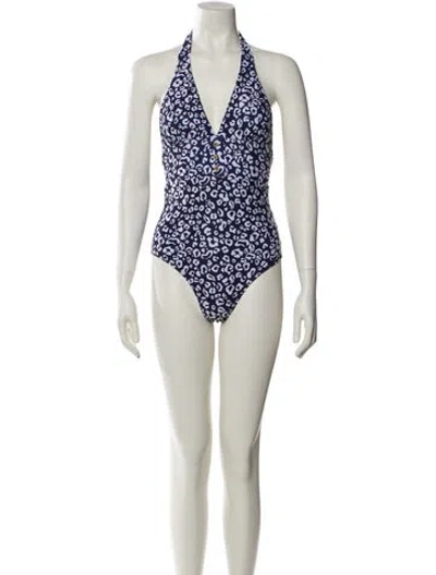 Pre-owned Heidi Klein Printed One-piece In Blue