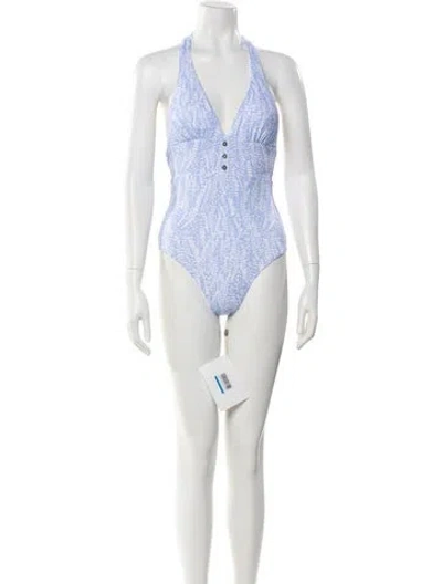 Pre-owned Heidi Klein Printed One-piece In Blue