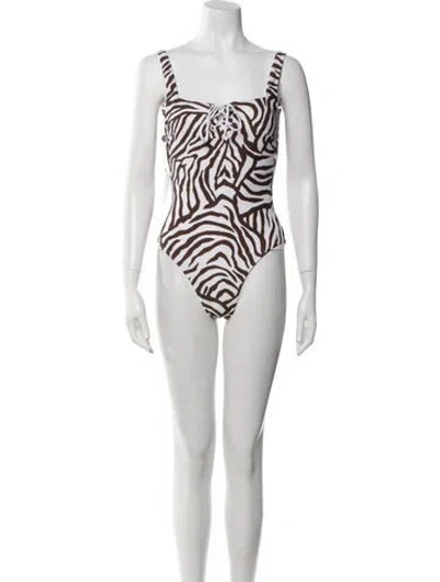 Pre-owned Heidi Klein Printed One-piece In Brown