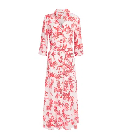 Heidi Klein Silk Scala Maxi Shirt Dress In Red