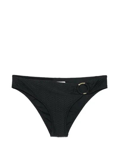 Heidi Klein Snake-effect Ring-detail Bikini Bottoms In Black
