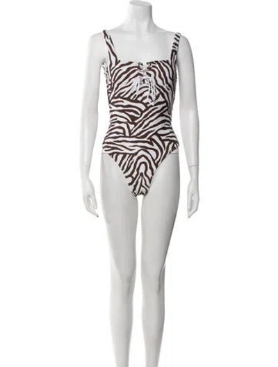 Pre-owned Heidi Klein Striped One-piece In Brown