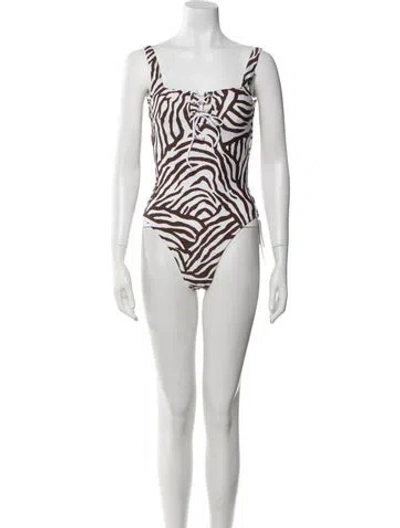 Pre-owned Heidi Klein Striped One-piece In Brown