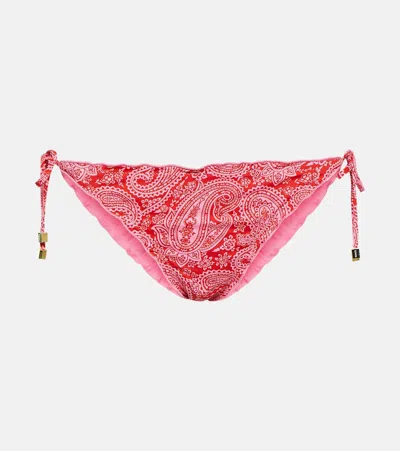 Heidi Klein Tangier Reversible Ruffle Triangle Bikini Bottom In Red