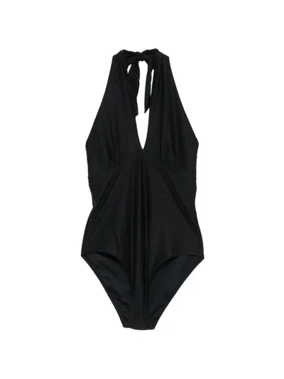 Heidi Klein Textured Halterneck Swimsuit In Black