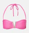 Heidi Klein Womens  Tulum V-bar Bandeau Bikini Top In Pink