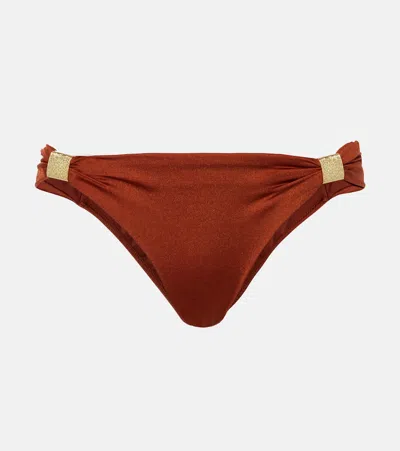 Heidi Klein Uzes Embellished Bikini Bottoms In Brown