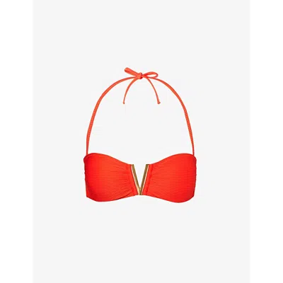 Heidi Klein Womens Red-red Vicenza V-bar Bandeau Recycled Polyamide-blend Bikini Top