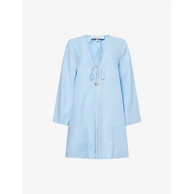 Heidi Klein Womens Blu-blu Ponza Keyhole-front Linen Kaftan In Brown