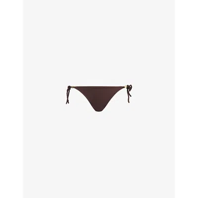 Heidi Klein Womens  Coco Palm Triangle Bikini Bottom In Brn-brn