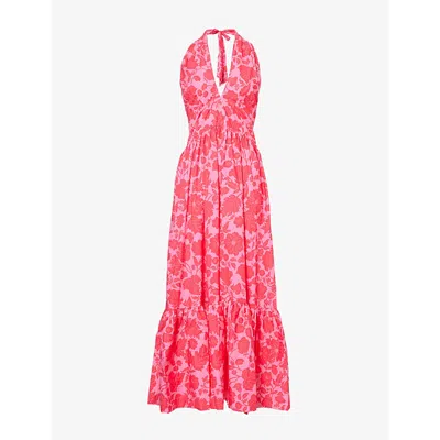 Heidi Klein Womens  Santa Rosa Smocked-waist Cotton-blend Maxi Dress In Prt-prt