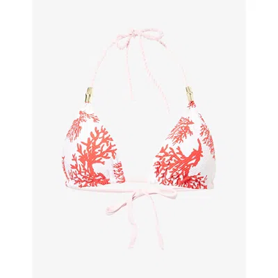 Heidi Klein Womens Prt-prt Scala Triangle Bikini Top Xl In Red