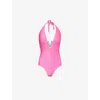 Heidi Klein Womens  Tulum V-bar Halterneck Swimsuit In Pnk-pnk