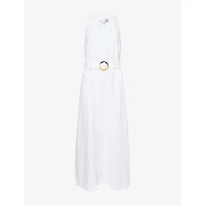 Heidi Klein Womens Wht-wht White Bay Belted Linen Midi Dress