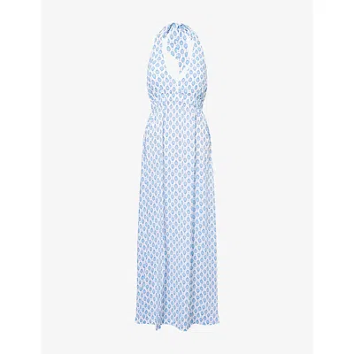 Heidi Klein Womens Prt-prt La Croissette Halterneck Woven Maxi Dress