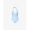 Heidi Klein Womens Playa Paraiso Rectangle Halterneck Swimsuit Prt-prt In Prt-prt
