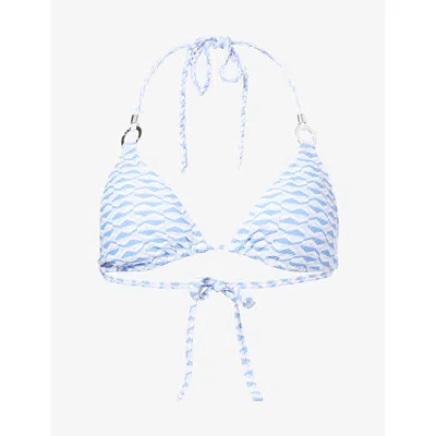 Heidi Klein Womens Prt Tinos Triangle Bikini Top In Blue