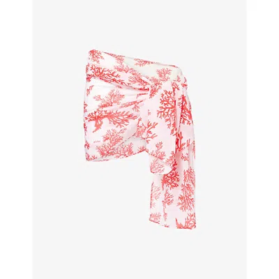 Heidi Klein Womens Prt-prt Scala Cotton-silk Sarong In Red