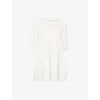 Heidi Klein Womens Wht-wht Antibes Crinkled Cotton Kaftan Mini Dress