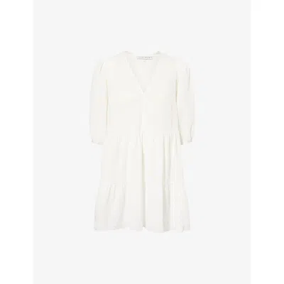 Heidi Klein Womens Wht-wht Antibes Crinkled Cotton Kaftan Mini Dress
