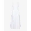 Heidi Klein Womens Wht-wht Pampelonne Square-neck Linen Midi Dress