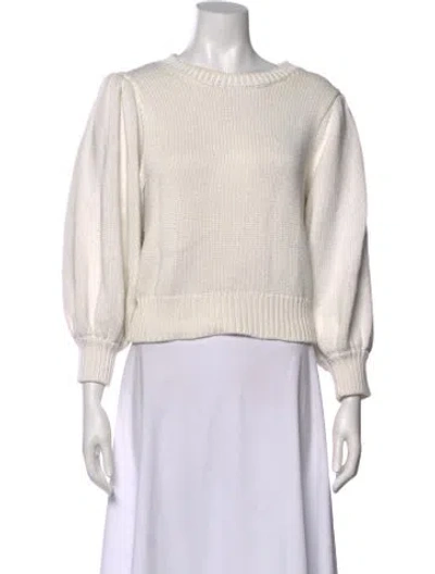 Pre-owned Heidi Merrick Bateau Neckline Three-quarter Sleeve Crop Top In White