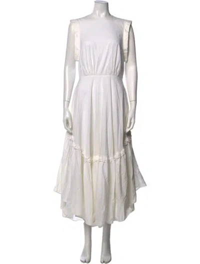 Pre-owned Heidi Merrick Crew Neck Long Dress In Neutrals