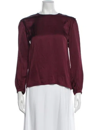 Pre-owned Heidi Merrick Crew Neck Long Sleeve Top In Burgundy
