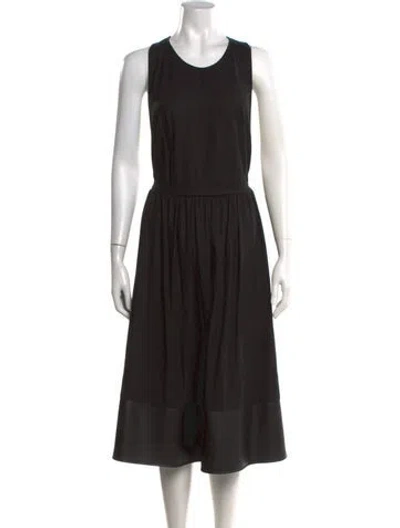 Pre-owned Heidi Merrick Crew Neck Midi Length Dress In Black