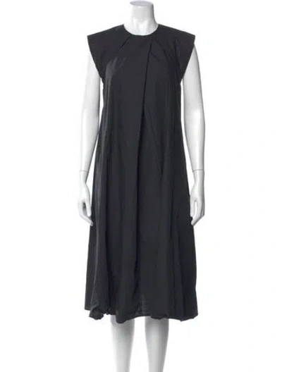 Pre-owned Heidi Merrick Crew Neck Midi Length Dress In Gray