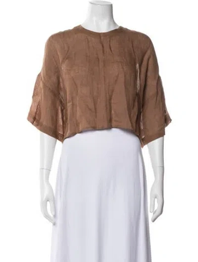 Pre-owned Heidi Merrick Crew Neck Short Sleeve Top In Brown