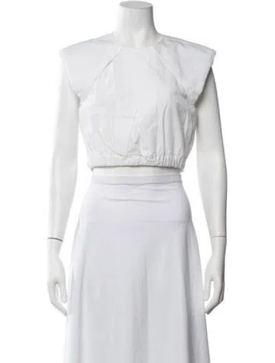 Pre-owned Heidi Merrick Crew Neck Sleeveless Crop Top In White
