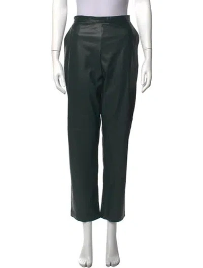 Pre-owned Heidi Merrick Faux Leather Straight Leg Pants In Green