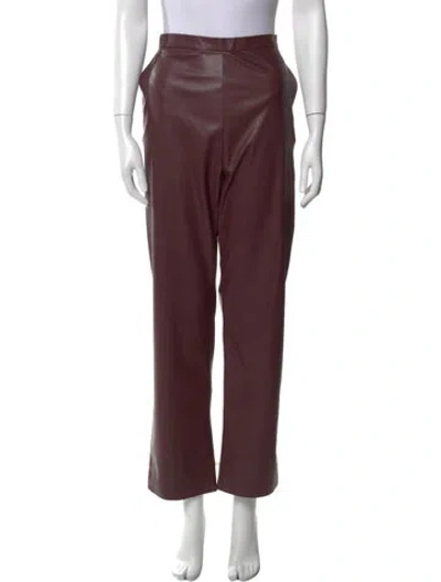 Pre-owned Heidi Merrick Faux Leather Straight Leg Pants W/ Tags In Burgundy