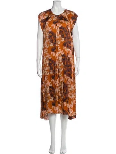 Pre-owned Heidi Merrick Floral Print Midi Length Dress In Multi