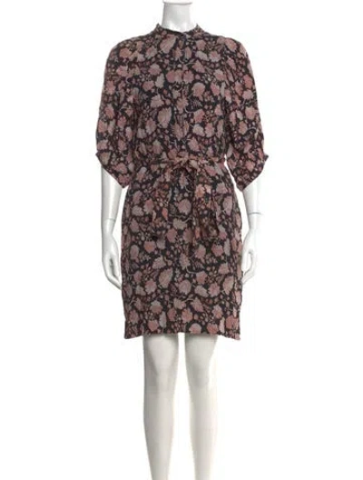 Pre-owned Heidi Merrick Floral Print Mini Dress In Black