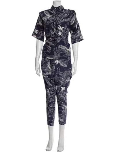 Pre-owned Heidi Merrick Floral Print Set In Blue