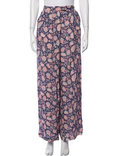 Pre-owned Heidi Merrick Floral Print Wide Leg Pants In Multicolor