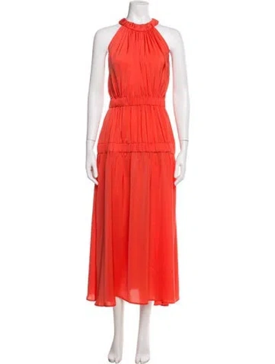 Pre-owned Heidi Merrick Halterneck Long Dress In Orange