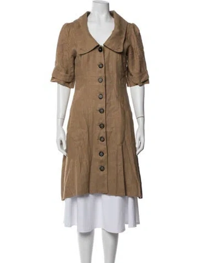 Pre-owned Heidi Merrick Linen Coat In Brown