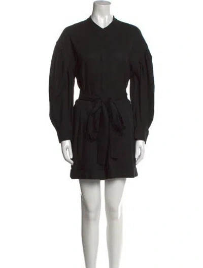 Pre-owned Heidi Merrick Linen Crew Neck Romper In Black