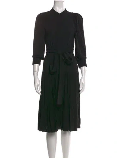 Pre-owned Heidi Merrick Linen Knee-length Dress In Black